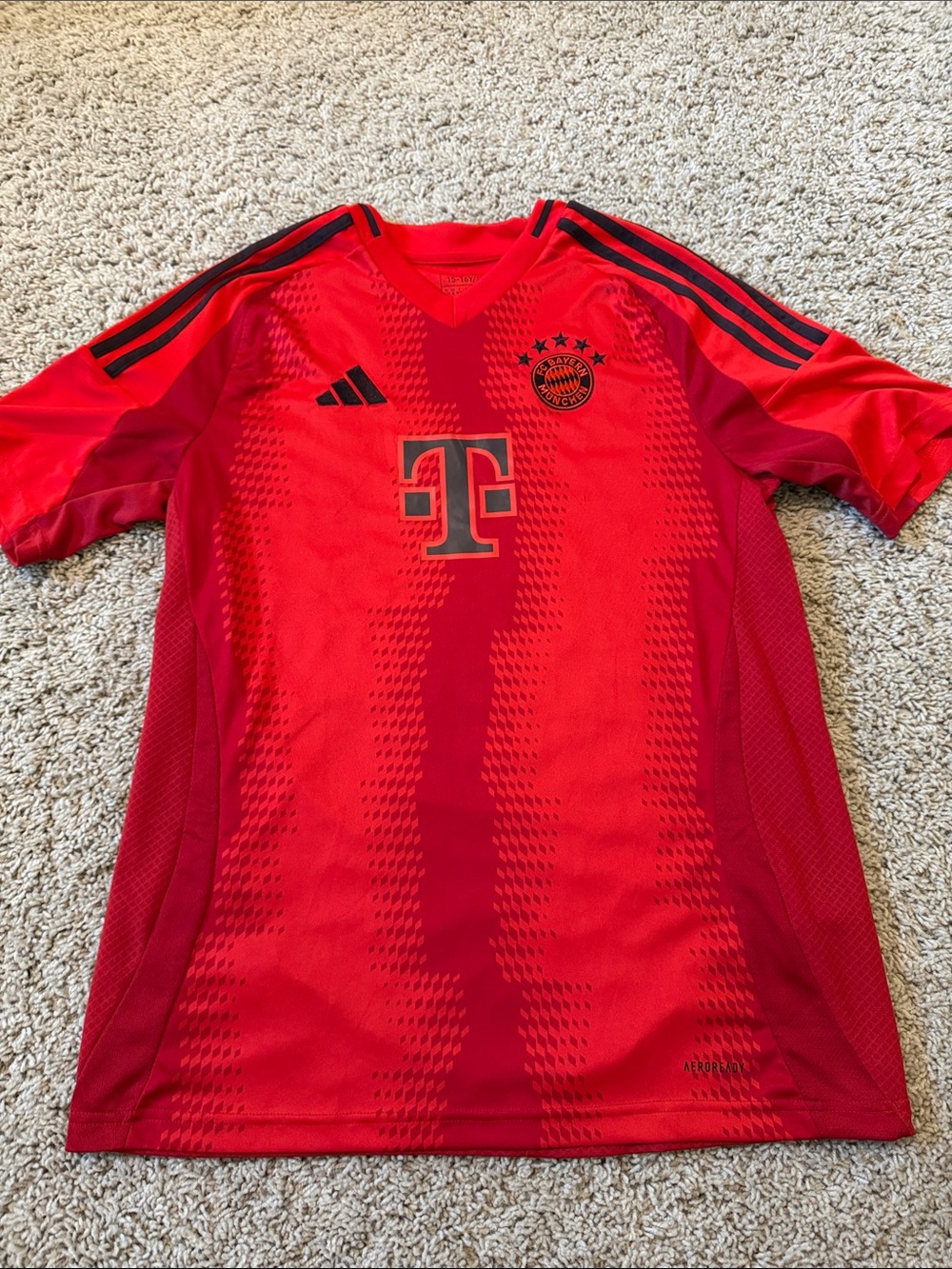 adidas Red Bayern Munich Kids Soccer Jersey with Black Accents